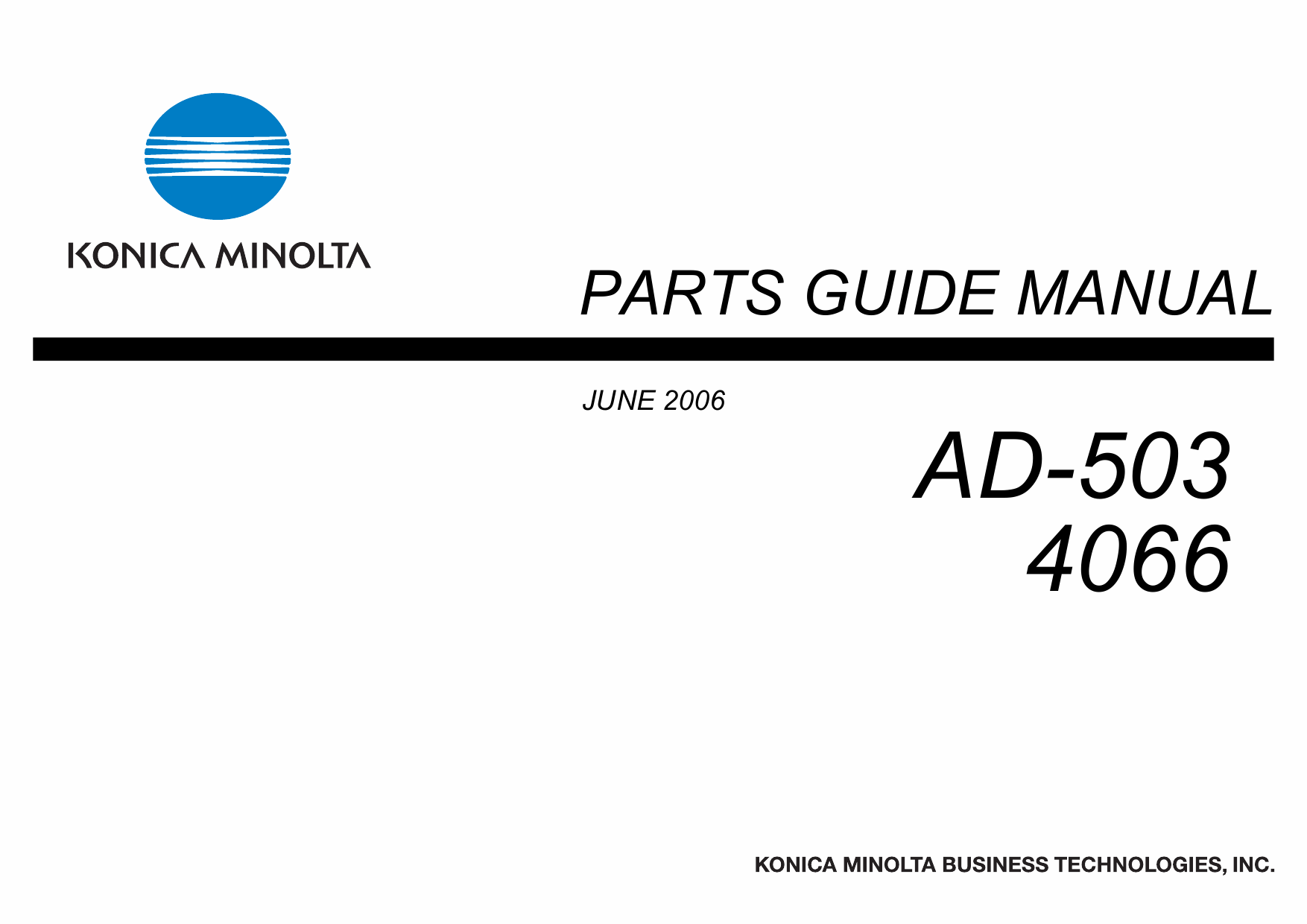 Konica-Minolta Options AD-503 4066 Parts Manual-1